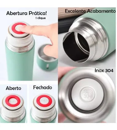 Kit Garrafa Térmica Inox com 3 Xícaras