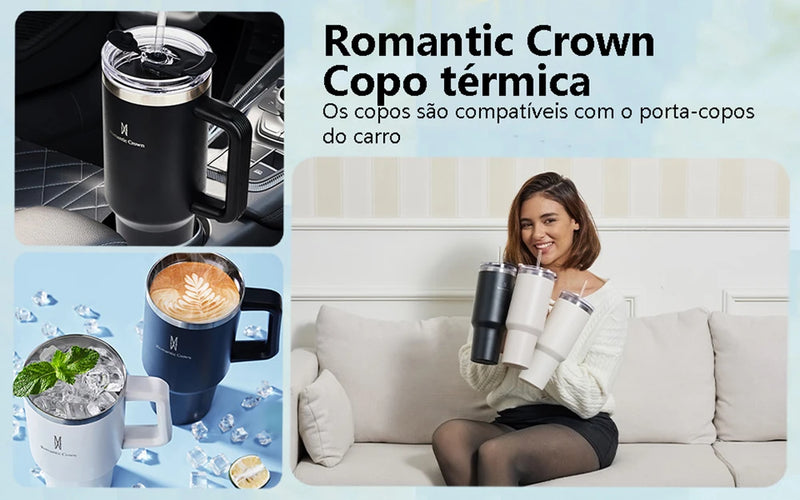 Copo Térmico Inox com Canudo