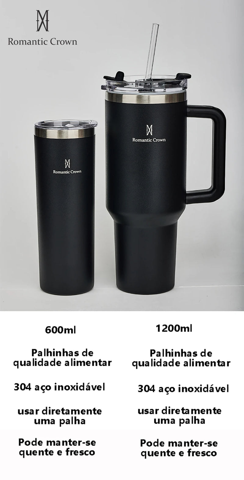 Copo Térmico Inox com Canudo