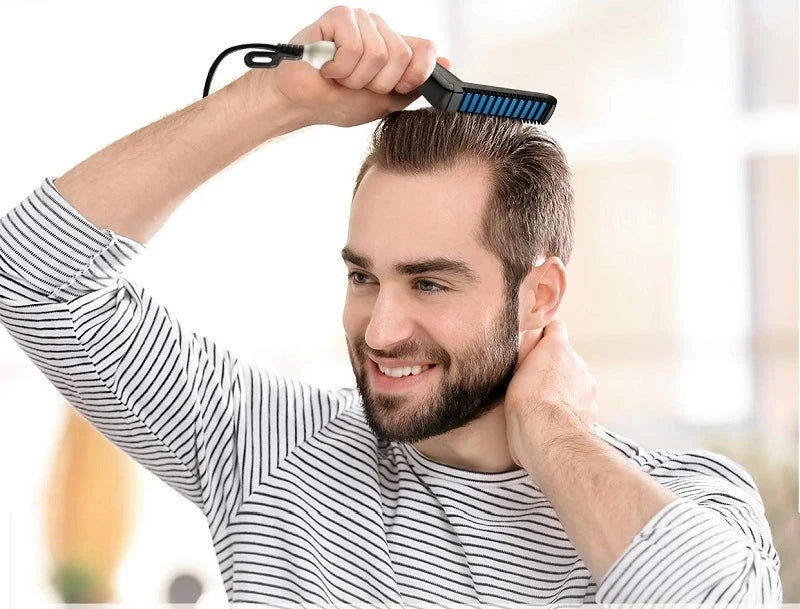 Chapinha Modeladora e Pente Elétrico 2 em 1 para Cabelo e Barba