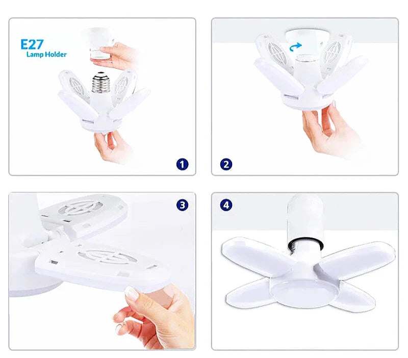 Lâmpada LED Dobrável E27 4 Folhas 28W