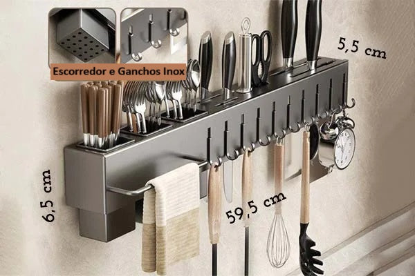 Suporte Multifuncional em Aço Inox
